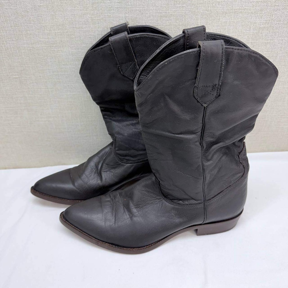 Zodiac USA Vintage Black Leather Cowboy Boots Womens 8.5 Western Pointed Toe
